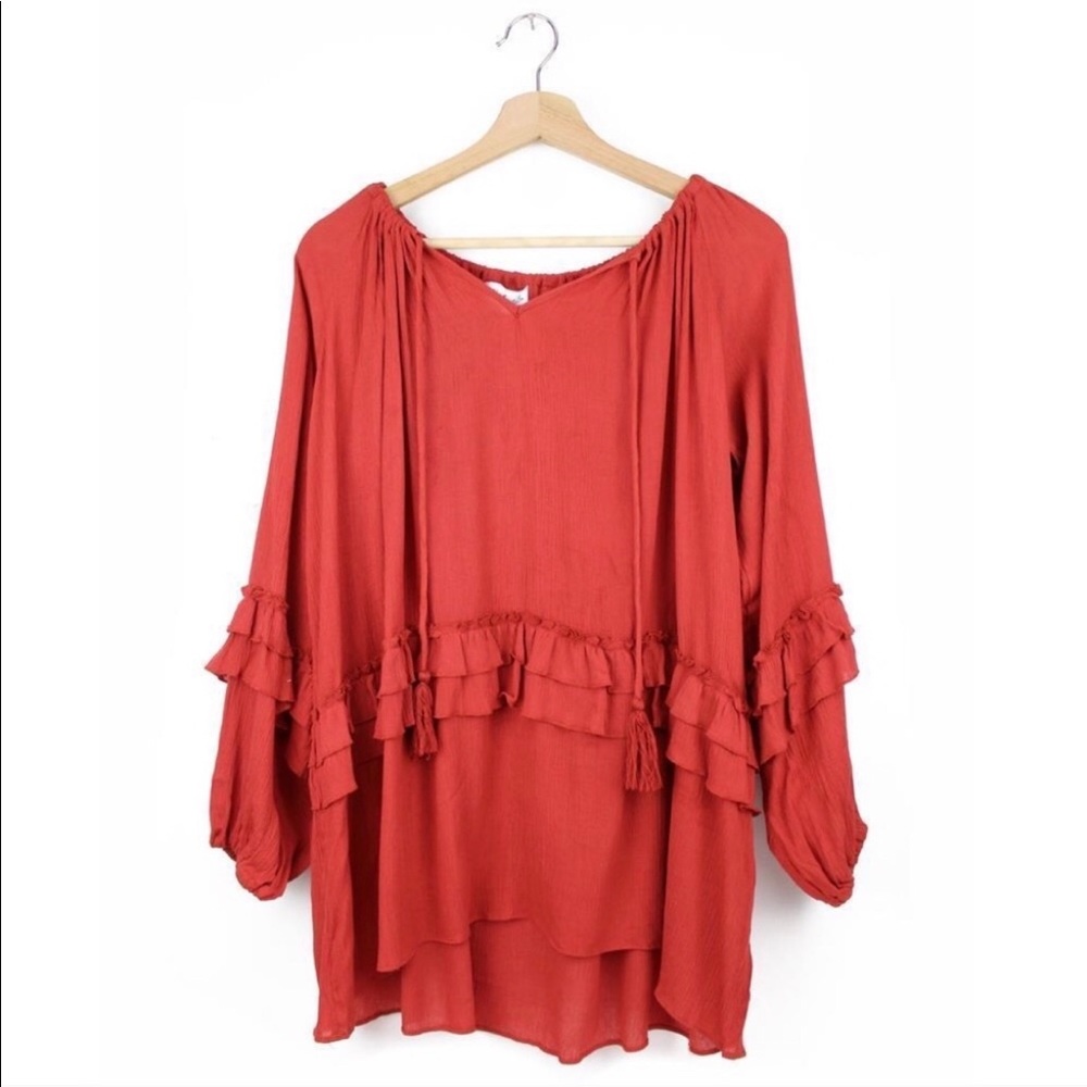 ⚜️NEW, Boutique Ruffled Tassel BOHEMIAN Tunic⚜️